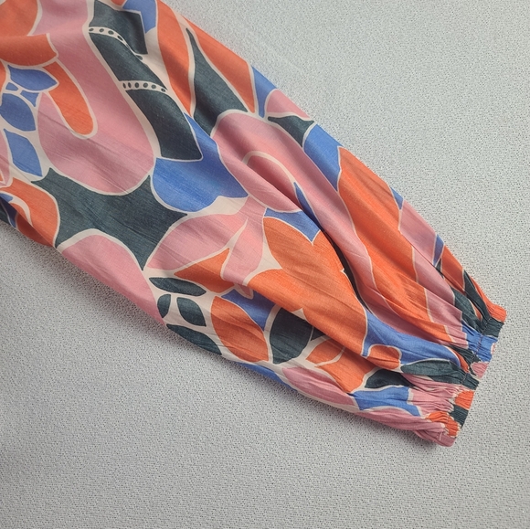 NEW Eloquii Ruffled Maxi Dress with Puff Sleeves Tropical 16 - Picture 6 of 13